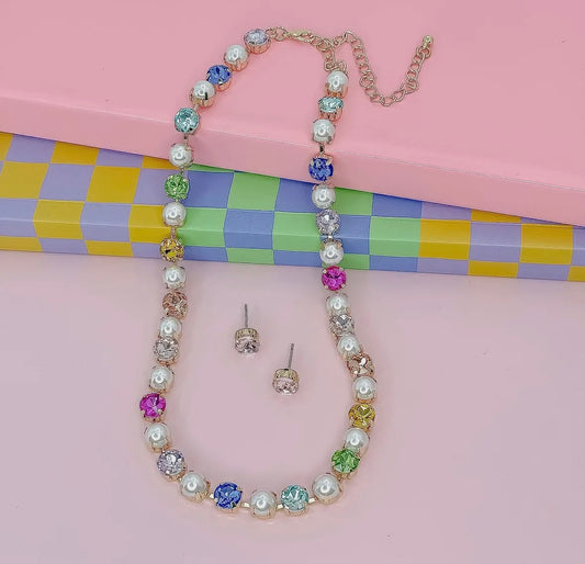 Colorful Glimmer Pearl Necklace