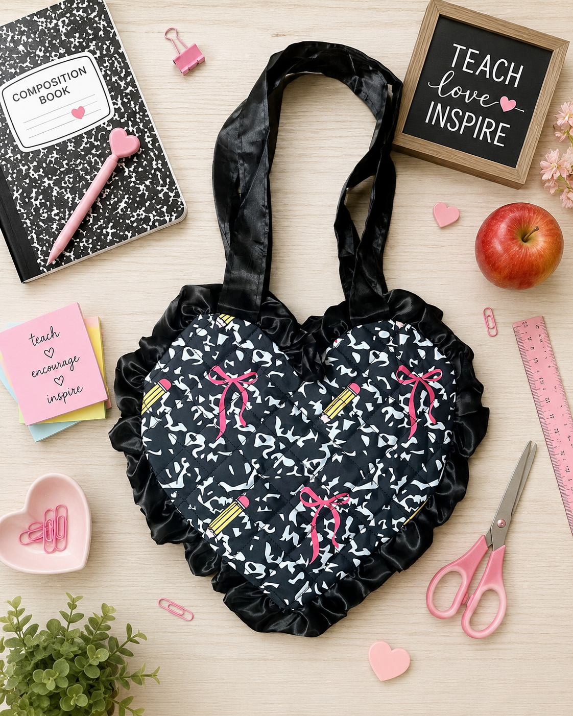 Composition Heart Tote Bag