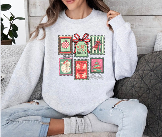 Coquette Teacher Christmas Sweatshirt