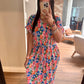 Pleated Floral Midi Dress