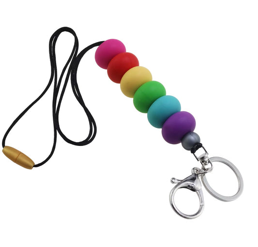 Silicone Beaded Rainbow Lanyard