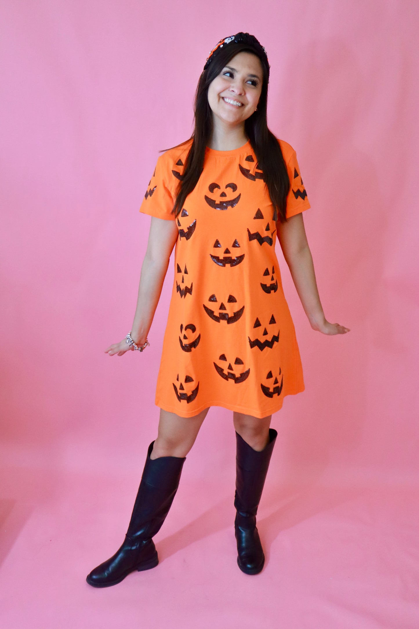 Sequin Pumpkin Faces Dress