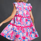 Pink Floral Ric Rac Trim Dress