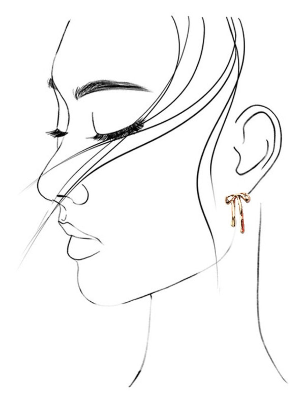 Long Bow Ribbon Stud Earrings