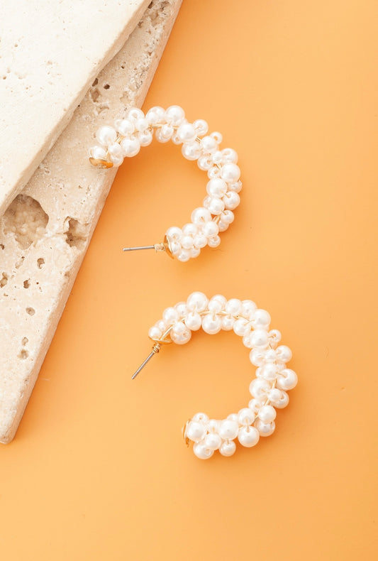 Pearl Beaded Hoop Earrings