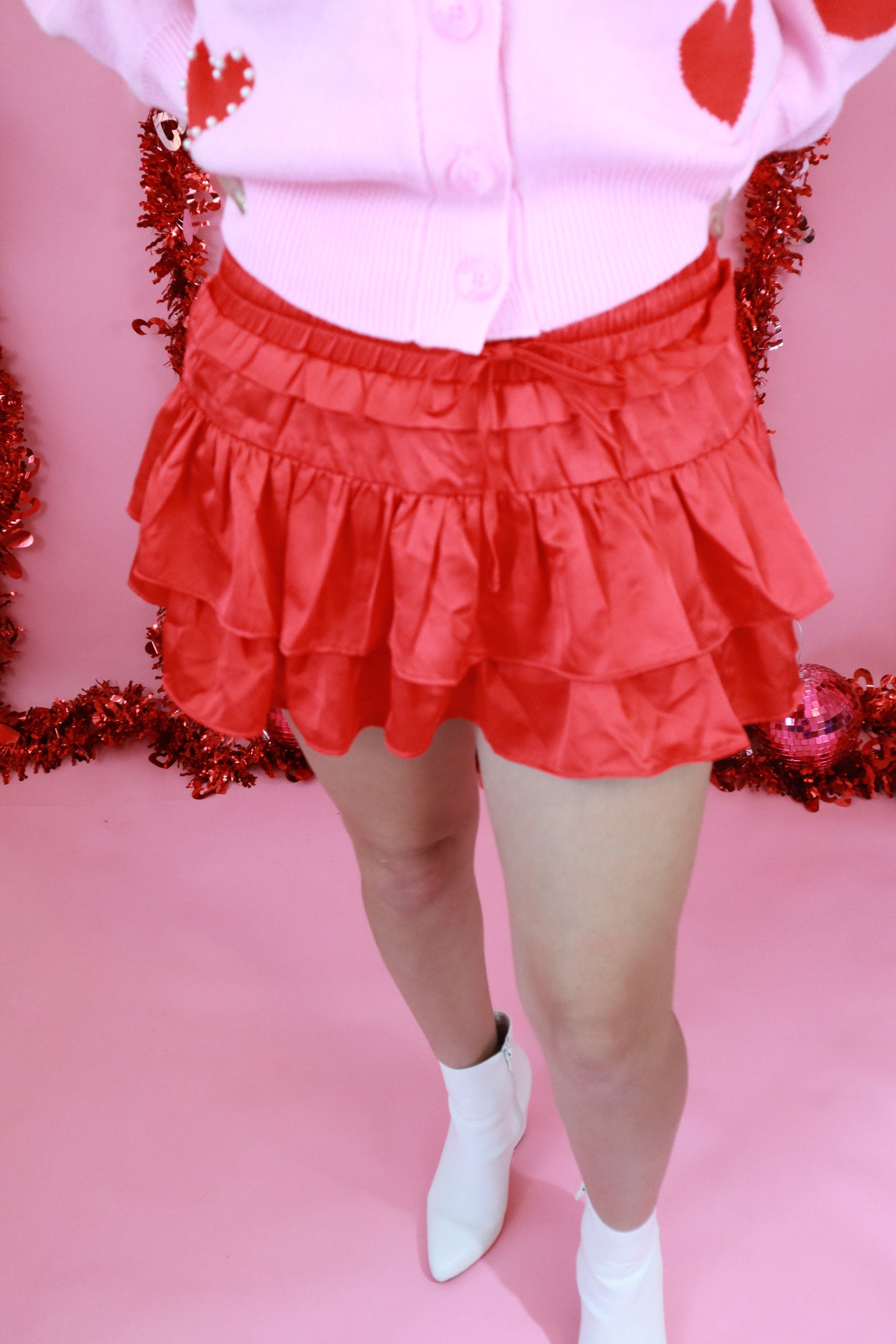 Red Ruffle Tiered Skort