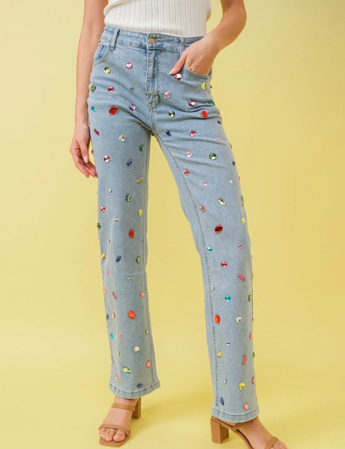 *PREORDER* Colorful Rhinestone Jeans