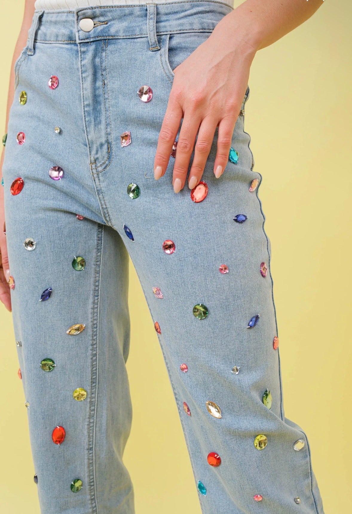 *PREORDER* Colorful Rhinestone Jeans
