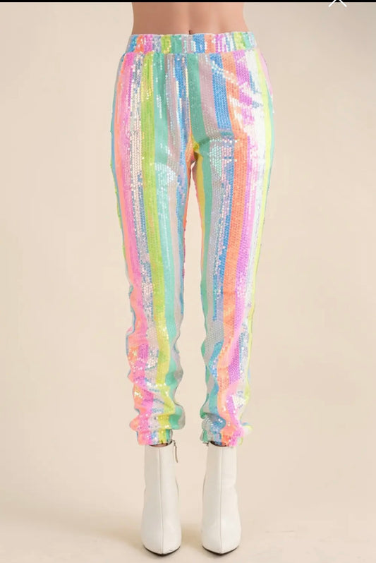 Sequin Striped Joggers