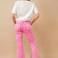 Pink Rhinestone Detailed Denim Pants