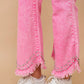 Pink Rhinestone Detailed Denim Pants
