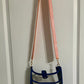 Clear Game day Bag with Blue Trim With Orange Sequin Strap