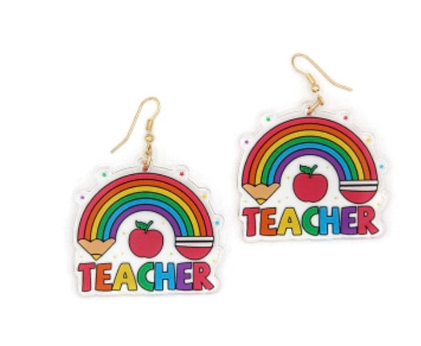 Teacher Rainbow Pencil Earrings