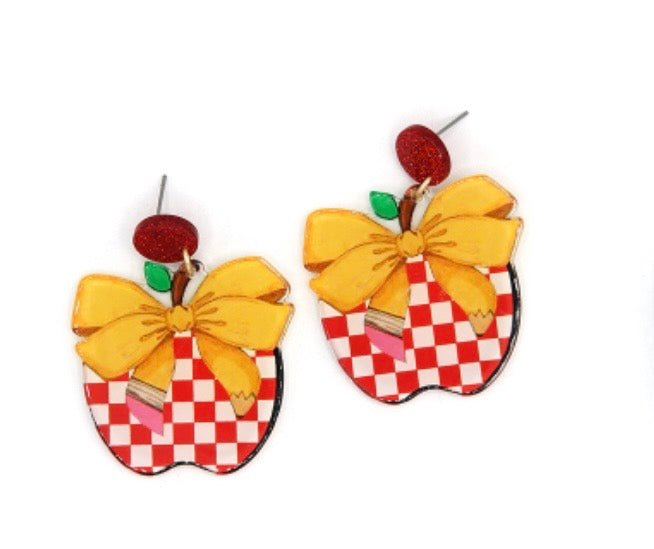 Checkered Apple Earrings