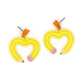 Yellow Pencil Heart Earrings