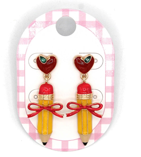 Apple with Dangling Pencil Earrings