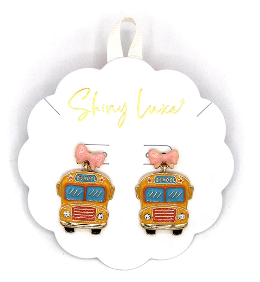 Pink Croquette School Bus Earrings