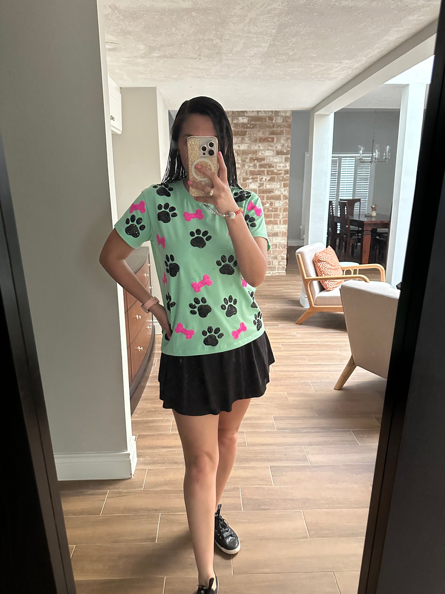 PREORDER Sequin Dog Paw Top