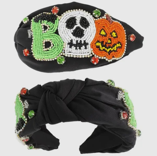 Beaded BOO Halloween Headband