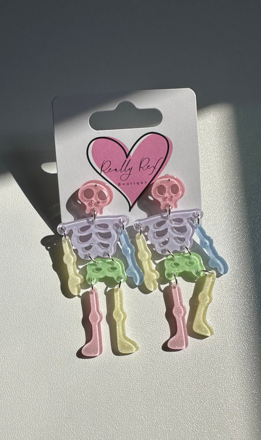 Multicolor Dangle Skeleton Earrings