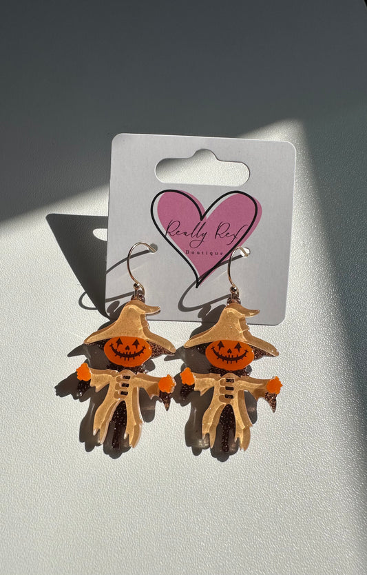 Glitter Acrylic Scarecrow Earrings