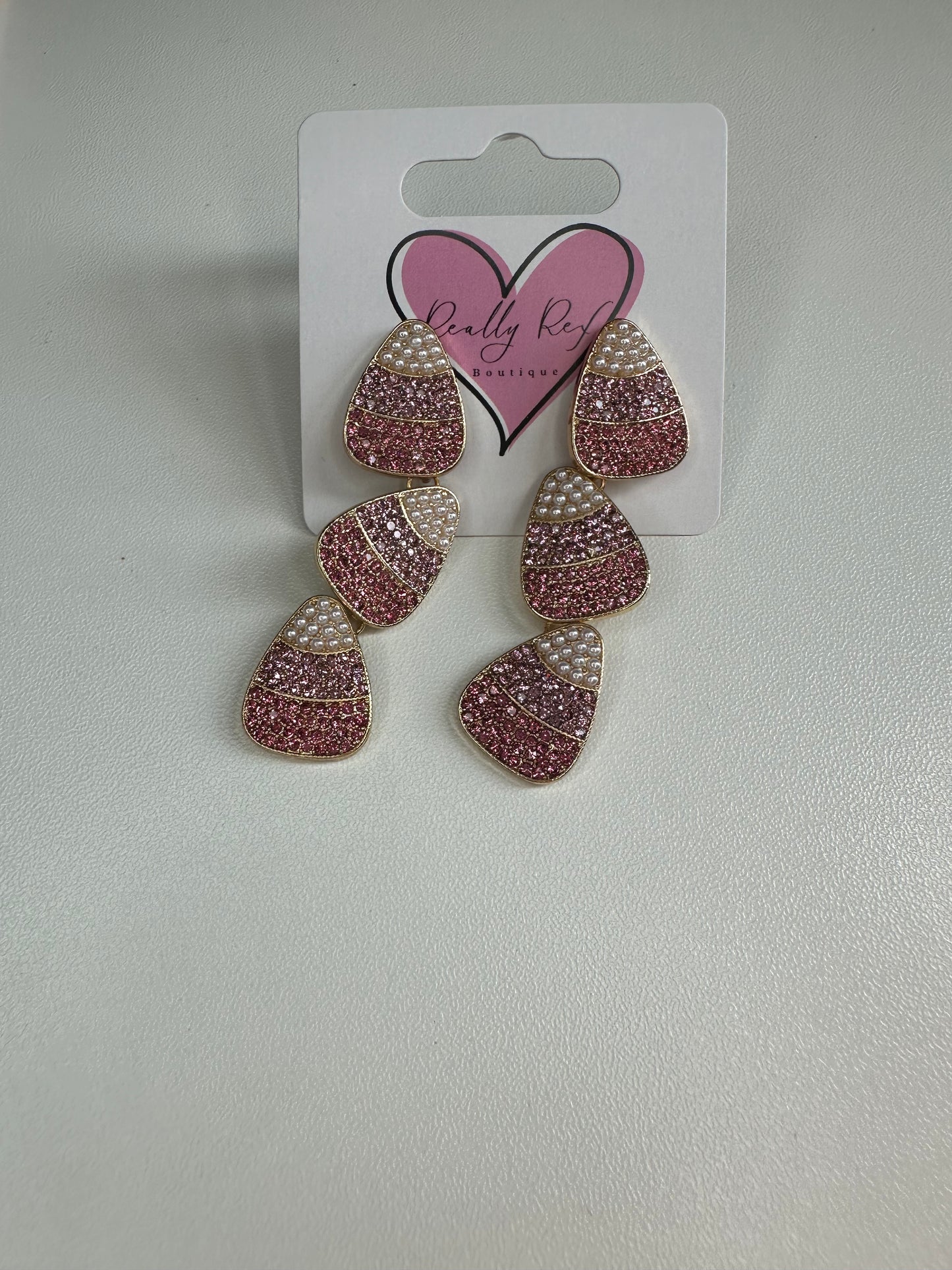 Rhinestone Candy Corn Earrings