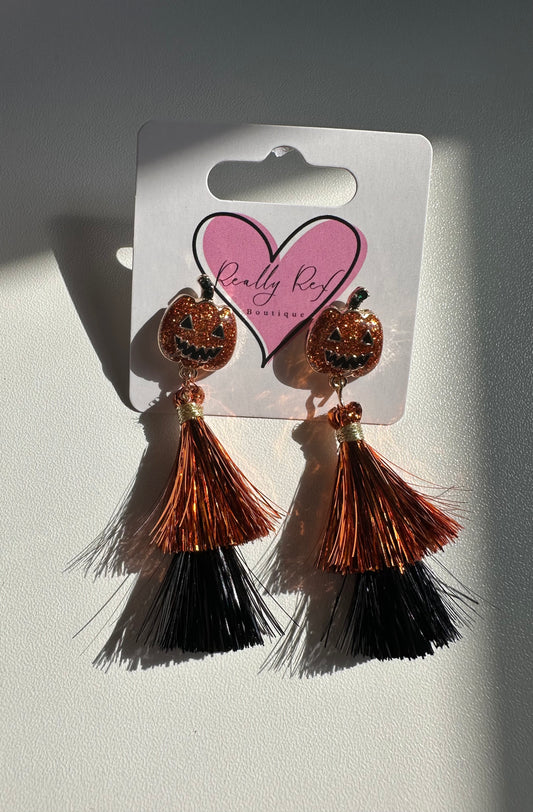 Pumpkin Tassel Earrings