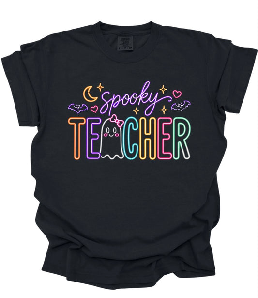 Neon Spooky Teacher Tee