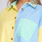 Long Sleeve Color Block Button Down Shirt