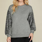 Grey Sequin Sleeve Sweater