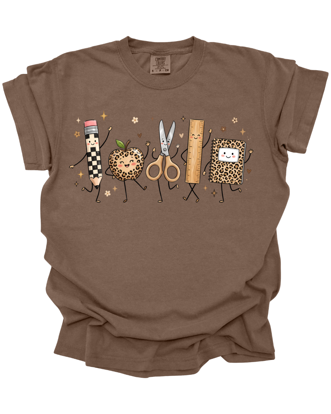 Leopard School Supplies Tee