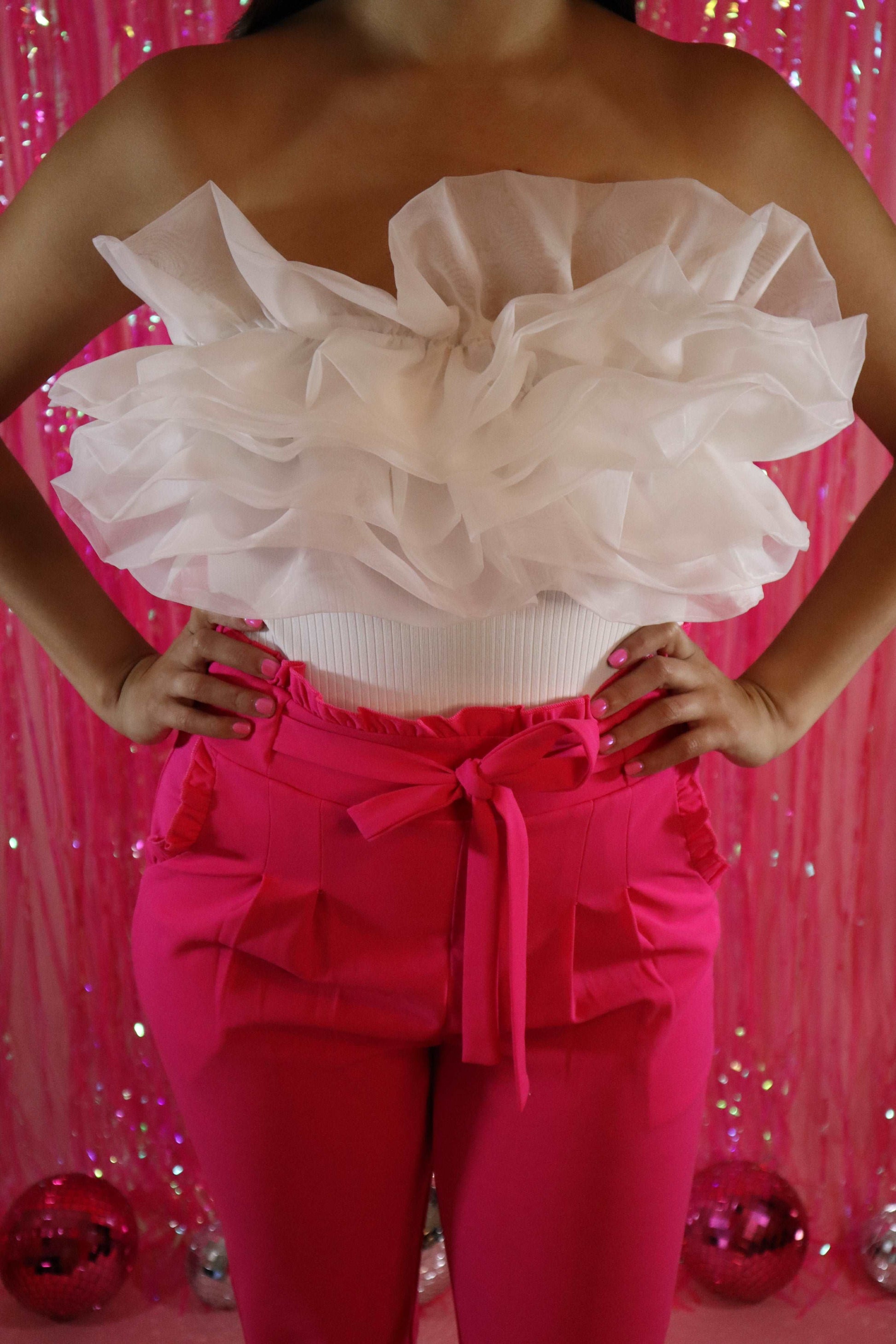 White Ruffle Bodysuit