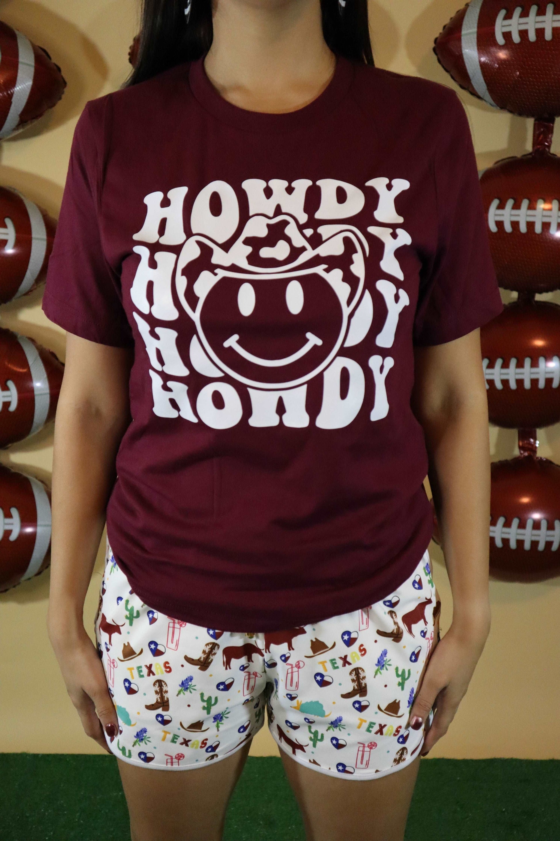 Maroon Howdy Tee