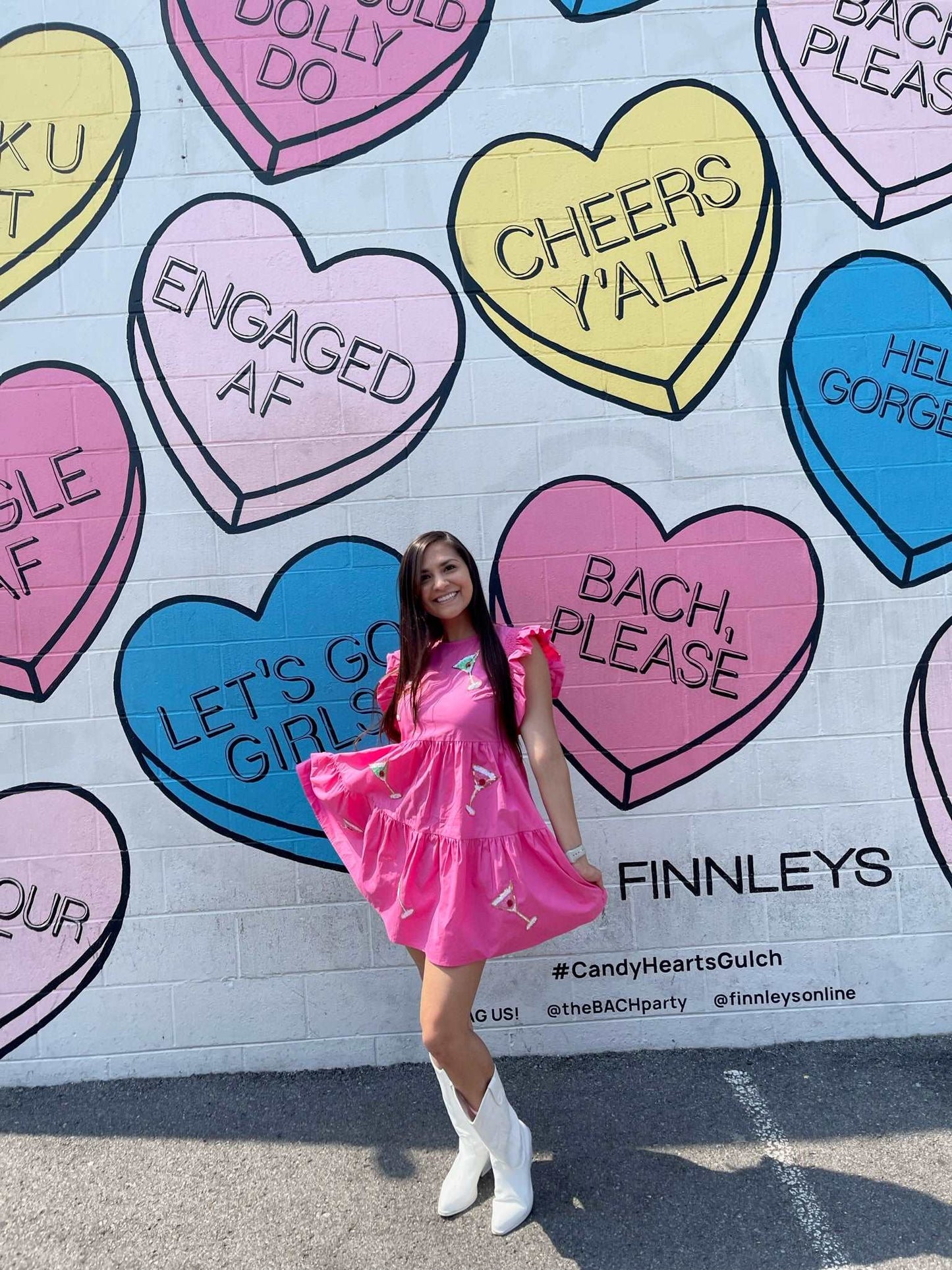 Pink Sequin Martini Dress with Ruffle Sleeves