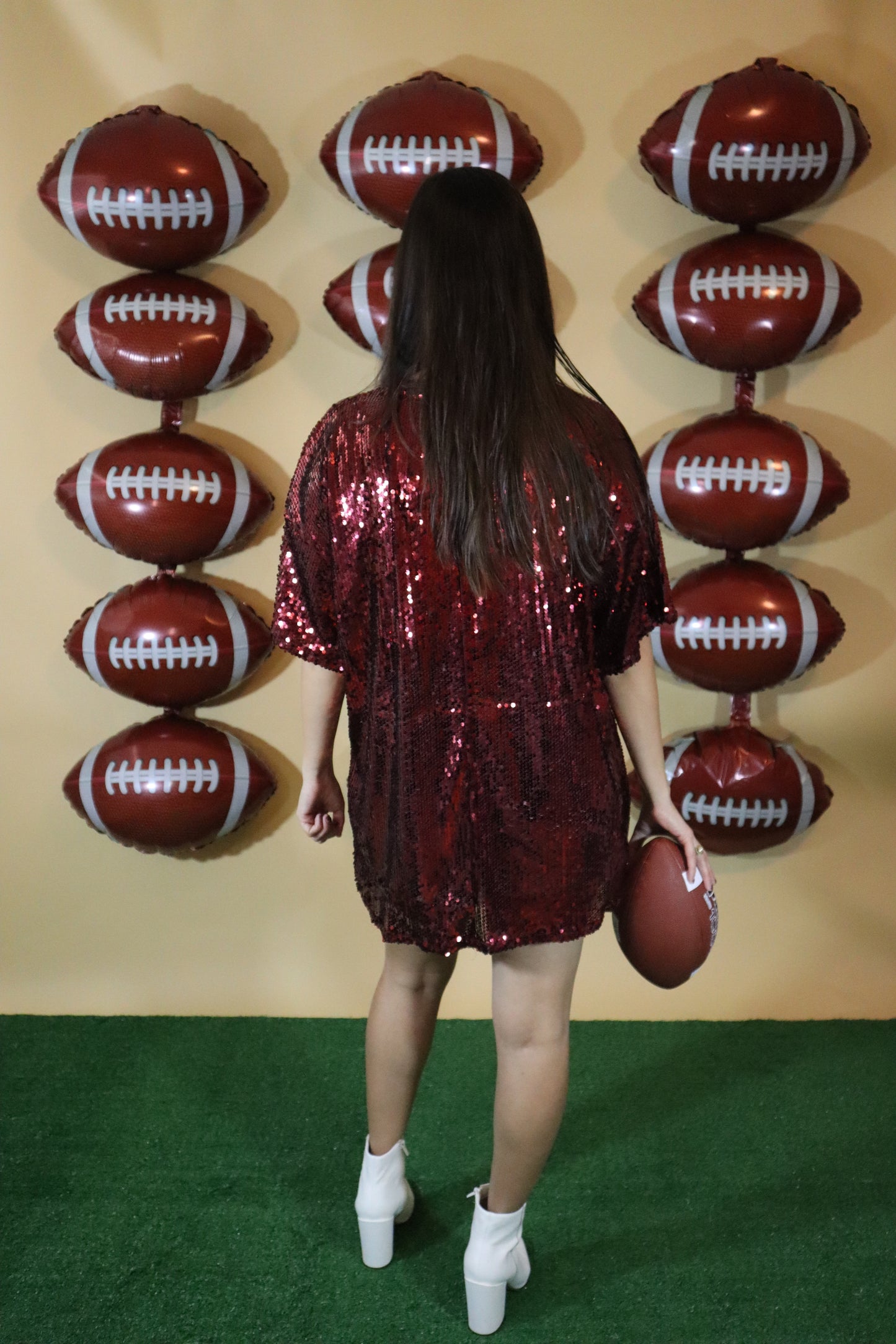 Maroon Sequin Jersey Tunic Dress