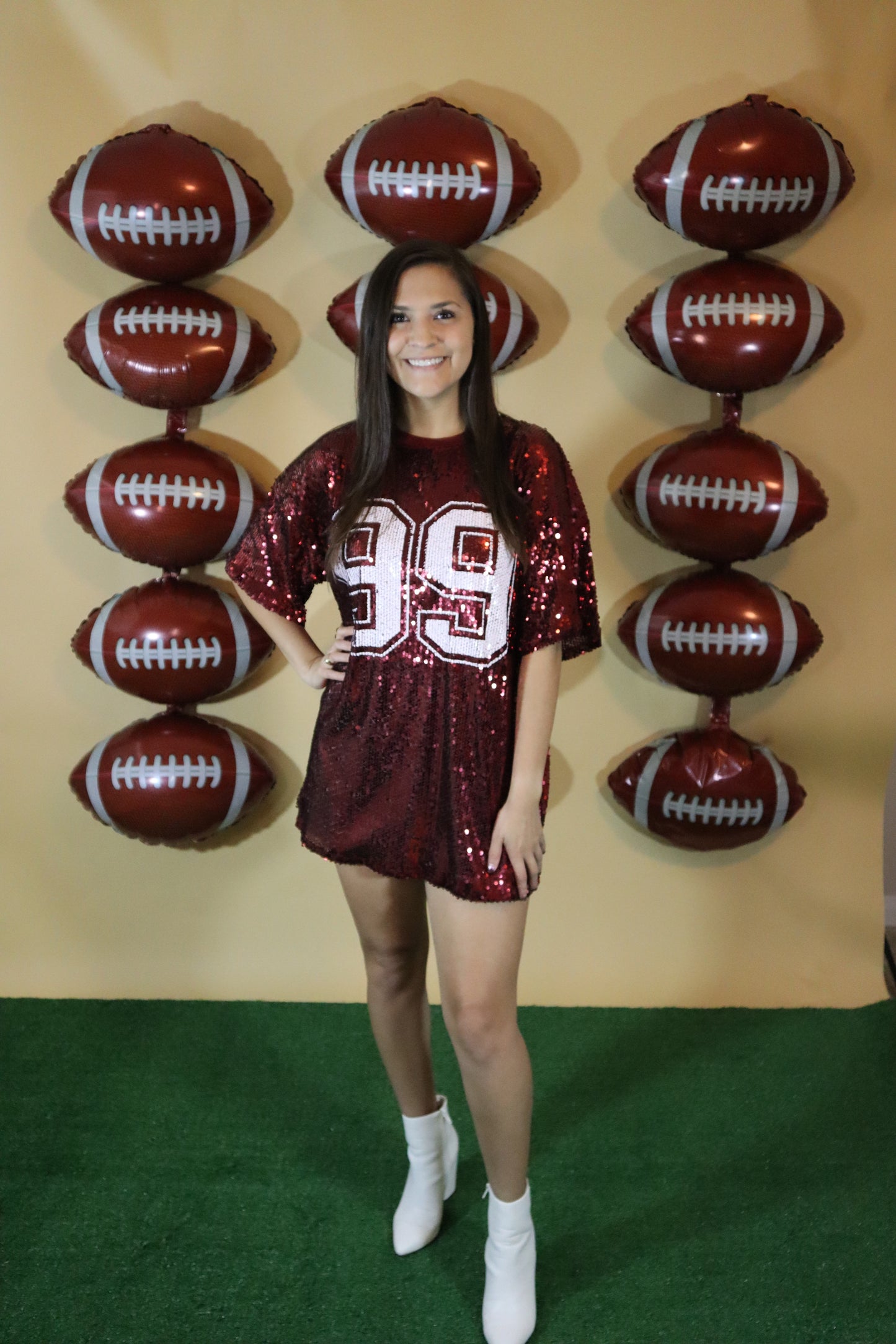 Maroon Sequin Jersey Tunic Dress