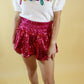 Pink Sequin High Waisted Skort