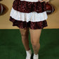 Sequin Tiered Maroon and White Skort