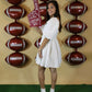 White Puff Sleeve Game Day Dress