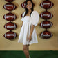 White Puff Sleeve Game Day Dress