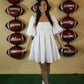 White Puff Sleeve Game Day Dress