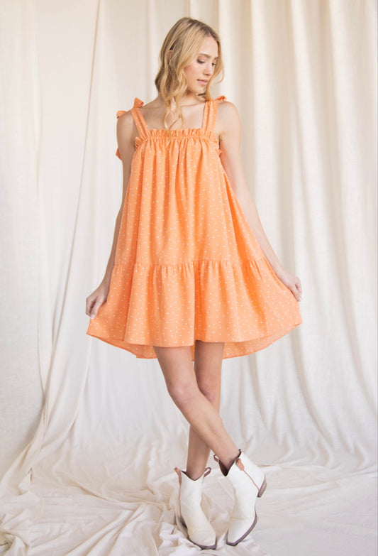 Orange Polka Dot Dreamsicle Tie Dress